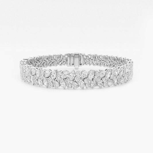 11 2/5 ctw Round, Pear, Marquise Lab Grown Diamond Alternating Bracelet - 7 Inches    18K White Gold, DE, VS1