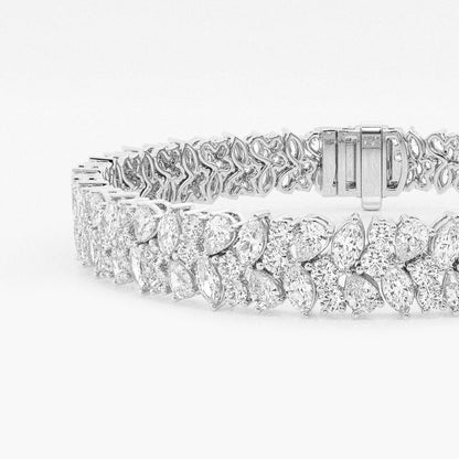 11 2/5 ctw Round, Pear, Marquise Lab Grown Diamond Alternating Bracelet - 7 Inches    18K White Gold, DE, VS1