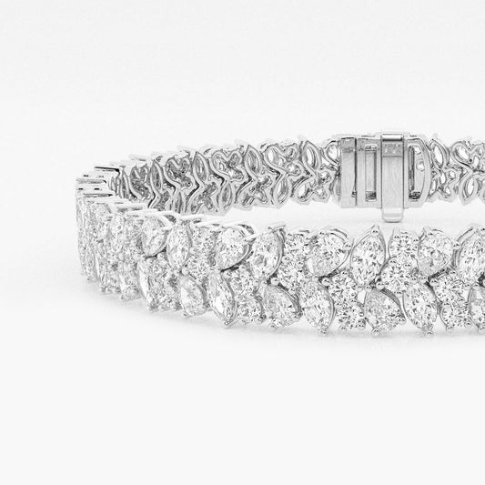 11 2/5 ctw Round, Pear, Marquise Lab Grown Diamond Alternating Bracelet - 7 Inches    18K White Gold, DE, VS1