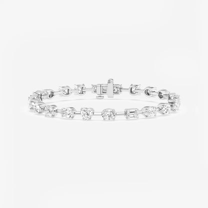 7 ctw Mixed Diamond Mixed Shapes Bracelet - 7 Inches    18K White Gold, DE, VS1