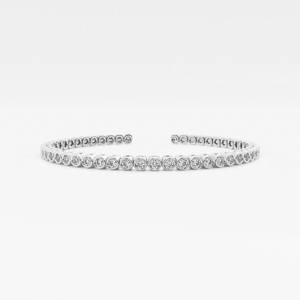 näas Flowing 1 3/4 ctw Round Lab Grown Diamond Bold Bangle Bracelet 14K White Gold 6 Inches    14K White Gold, DE, VS1