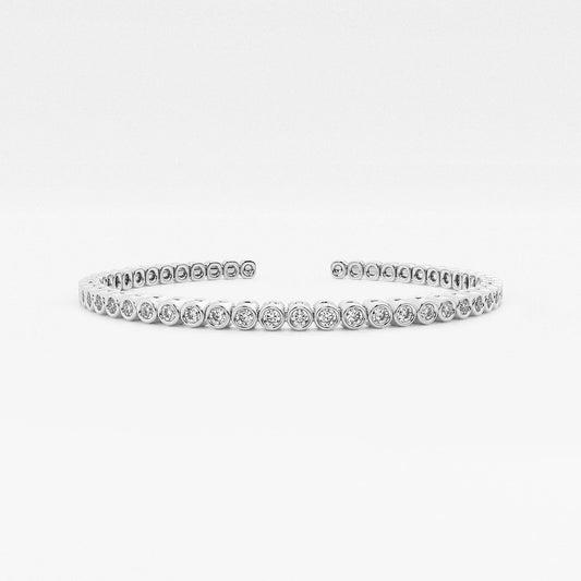 näas Flowing 1 3/4 ctw Round Lab Grown Diamond Bold Bangle Bracelet 14K White Gold 6 Inches    14K White Gold, DE, VS1