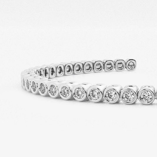 näas Flowing 1 3/4 ctw Round Lab Grown Diamond Bold Bangle Bracelet 14K White Gold 6 Inches    14K White Gold, DE, VS1