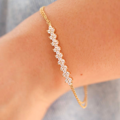 näas Romancing 3/4 ctw Round Lab Grown Diamond Chain Bracelet - 6 Inches + 1 Inch Extender    Platinum, DE, VS1