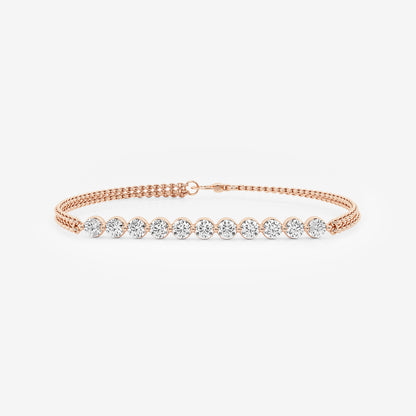 näas Romancing 7/8 ctw Round Lab Grown Diamond Chain Bracelet - 7 Inches    14K Rose Gold, DE, VS1