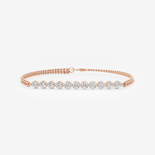 näas Romancing 7/8 ctw Round Lab Grown Diamond Chain Bracelet - 7 Inches    14K Rose Gold, DE, VS1