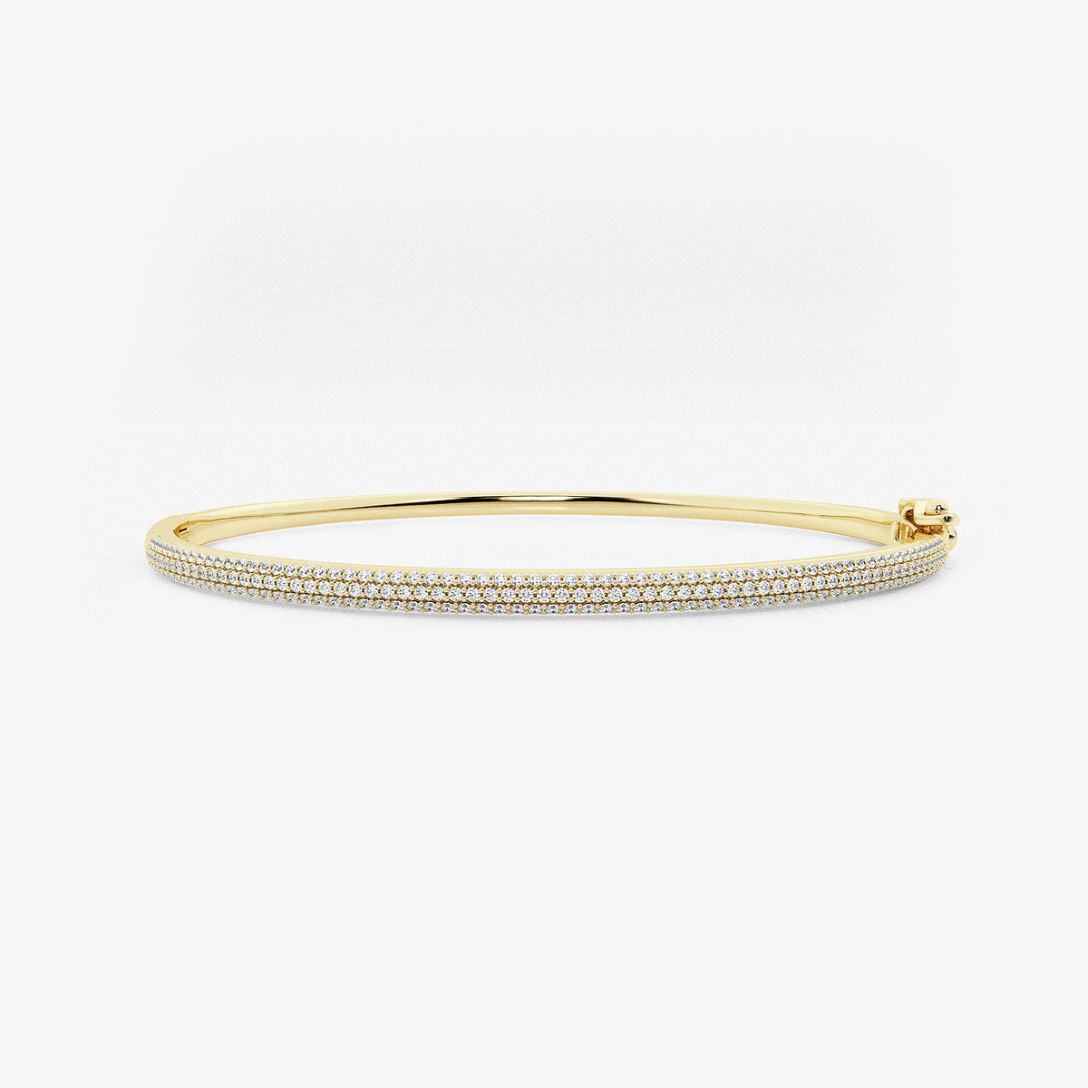 näas Bombë 1 ctw Round Lab Grown Diamond Pave Bangle Bracelet - 7 Inches    14K Yellow Gold, DE, VS1