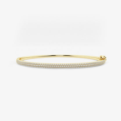 näas Bombë 1 ctw Round Lab Grown Diamond Pave Bangle Bracelet - 7 Inches    14K Yellow Gold, DE, VS1