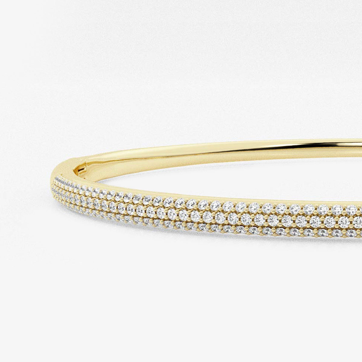 näas Bombë 1 ctw Round Lab Grown Diamond Pave Bangle Bracelet - 7 Inches    14K Yellow Gold, DE, VS1