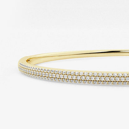 näas Bombë 1 ctw Round Lab Grown Diamond Pave Bangle Bracelet - 7 Inches    14K Yellow Gold, DE, VS1