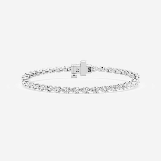 5 ctw Pear Lab Grown Diamond East-West Tennis Bracelet - 7 Inches    Platinum, DE, VS1