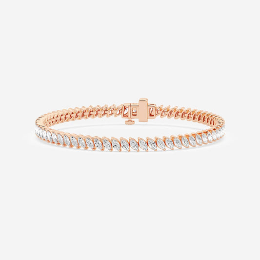 5 ctw Marquise Lab Grown Diamond Diagonal Tennis Bracelet - 7 Inches    14K Rose Gold, DE, VS1