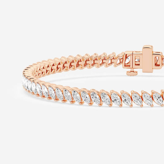 5 ctw Marquise Lab Grown Diamond Diagonal Tennis Bracelet - 7 Inches    14K Rose Gold, DE, VS1