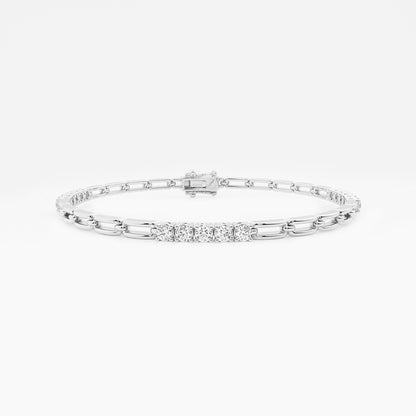 1 ctw Round Lab Grown Diamond Paper Clip Bracelet - 7 Inches    14K White Gold, DE, VS1