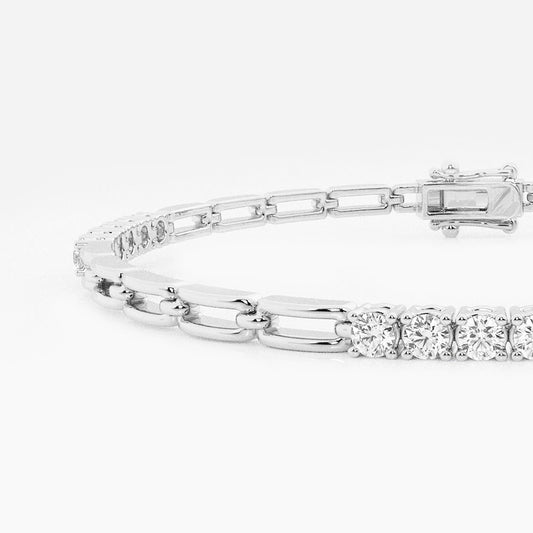 1 ctw Round Lab Grown Diamond Paper Clip Bracelet - 7 Inches    14K White Gold, DE, VS1