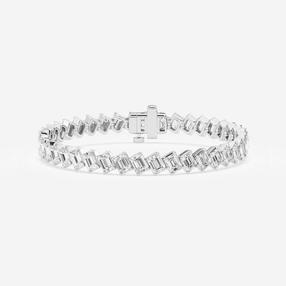 Emerald Cut Lab Grown Diamond Diagonal Tennis Bracelet