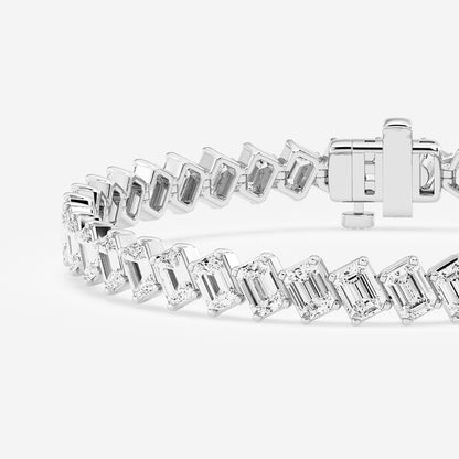 Emerald Cut Lab Grown Diamond Diagonal Tennis Bracelet