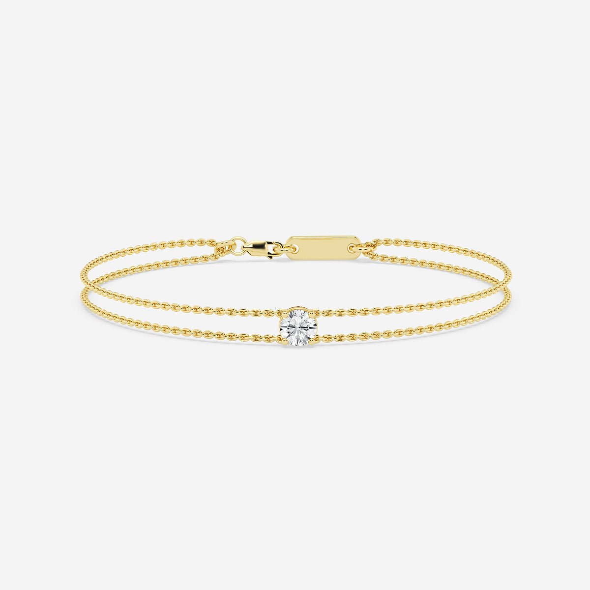 1/2 ctw Round Lab Grown Diamond Chain Bracelet - 7 Inches    14K Yellow Gold, DE, VS1| 1/2 ct Center