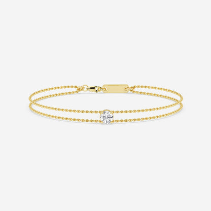 1/2 ctw Round Lab Grown Diamond Chain Bracelet - 7 Inches    14K Yellow Gold, DE, VS1| 1/2 ct Center