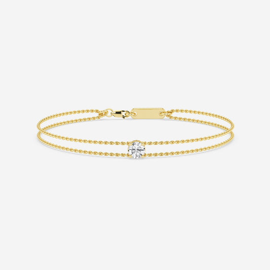 1/2 ctw Round Lab Grown Diamond Chain Bracelet - 7 Inches    14K Yellow Gold, DE, VS1| 1/2 ct Center