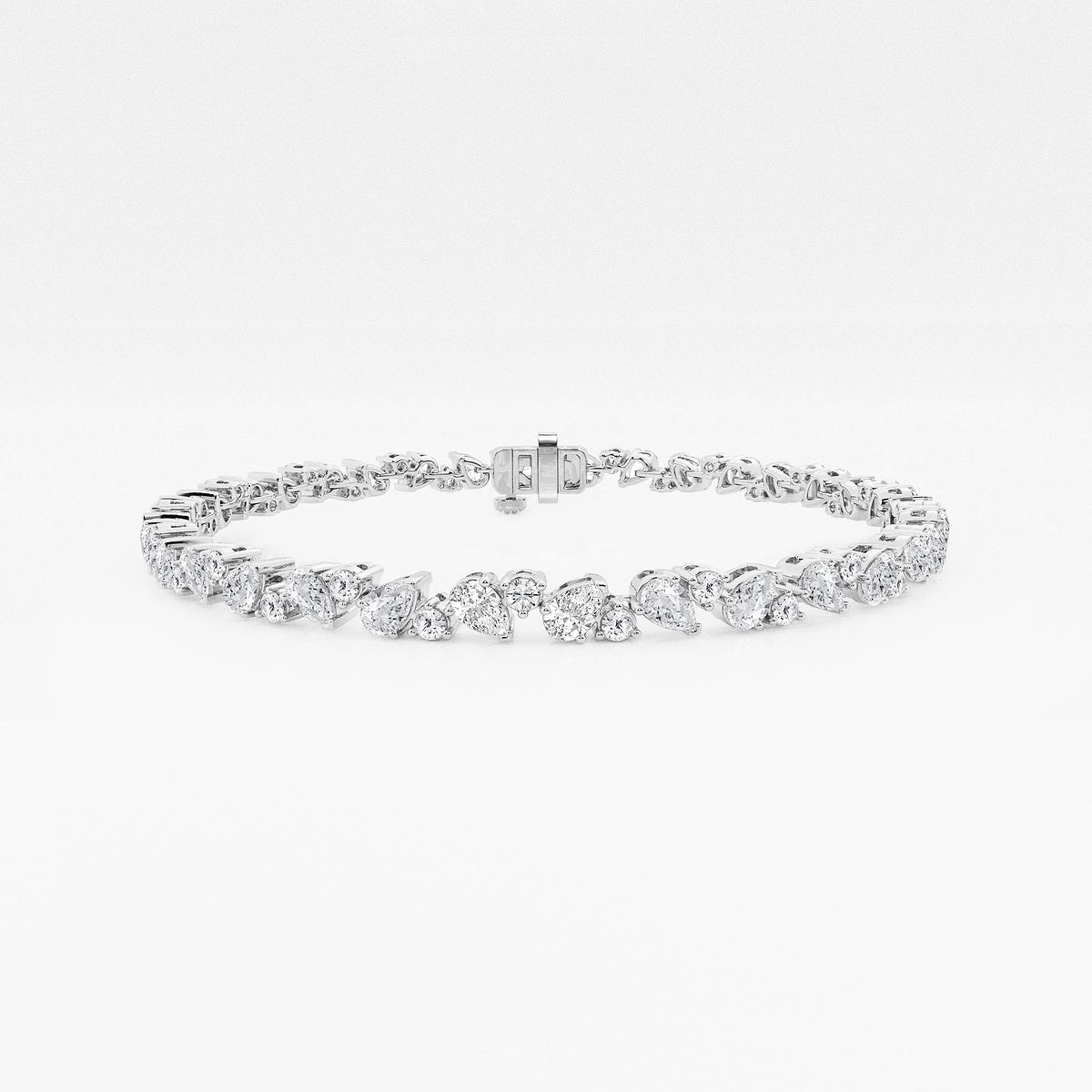 4 1/2 ctw Round and Pear Lab Grown Diamond Alternating Bracelet - 8 Inches    Platinum, DE, VS1