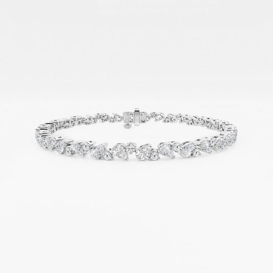 4 1/2 ctw Round and Pear Lab Grown Diamond Alternating Bracelet - 8 Inches    Platinum, DE, VS1