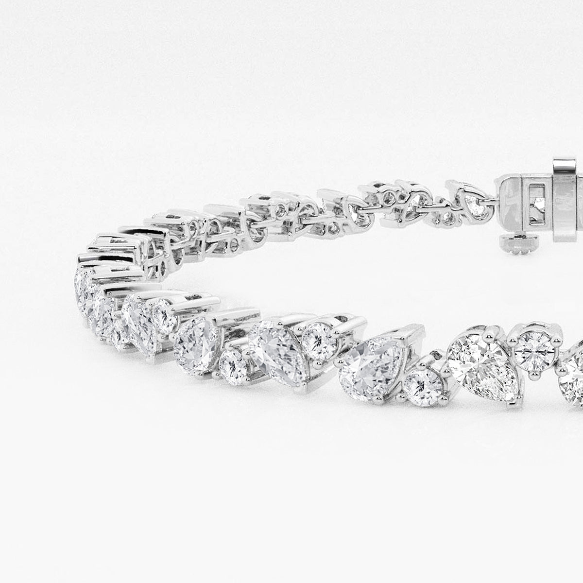 4 1/2 ctw Round and Pear Lab Grown Diamond Alternating Bracelet - 8 Inches    Platinum, DE, VS1
