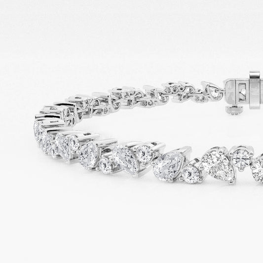 4 1/2 ctw Round and Pear Lab Grown Diamond Alternating Bracelet - 8 Inches    Platinum, DE, VS1
