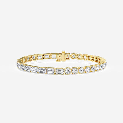 12 1/2 ctw Emerald and Round Lab Grown Diamond Bracelet - 7 Inches    14K Yellow Gold, DE, VS1