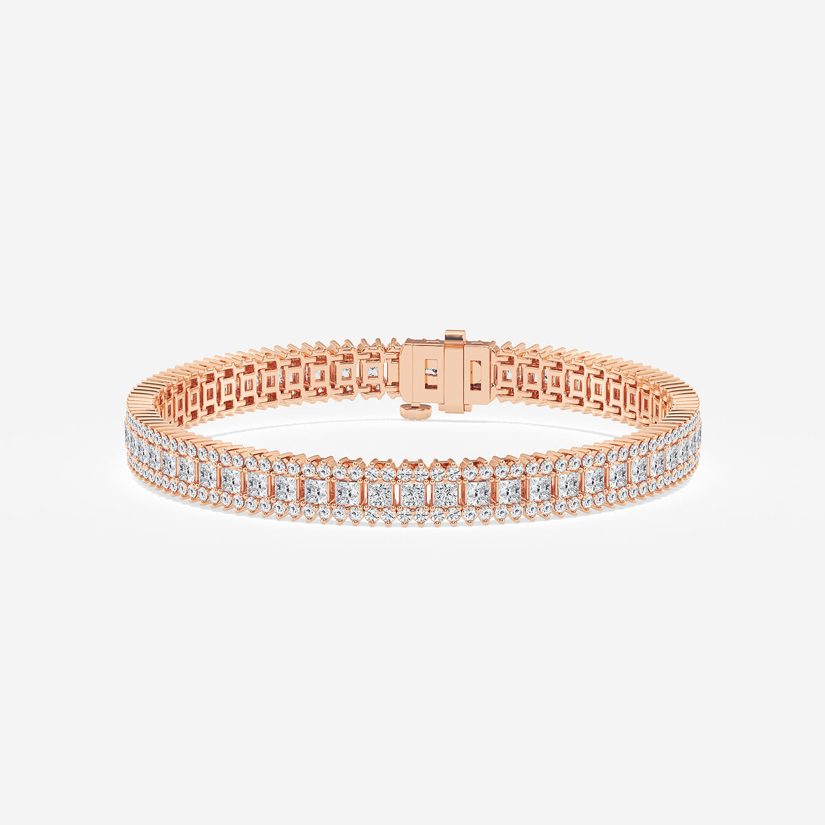 6 ctw Princess Lab Grown Diamond Railroad Bracelet - 7 Inches    14K Rose Gold, DE, VS1