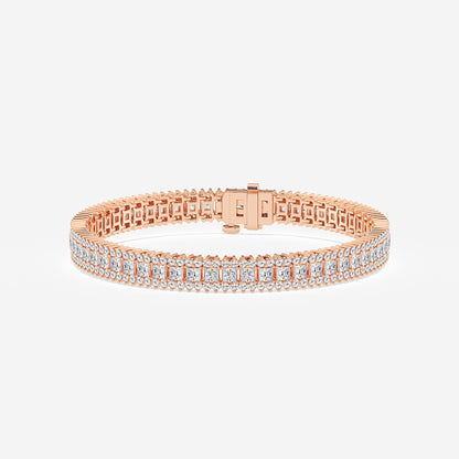 6 ctw Princess Lab Grown Diamond Railroad Bracelet - 7 Inches    14K Rose Gold, DE, VS1