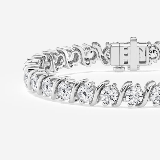 15 ctw Round Lab Grown Diamond "S" Tennis Bracelet - 8 Inches    Platinum, DE, VS1
