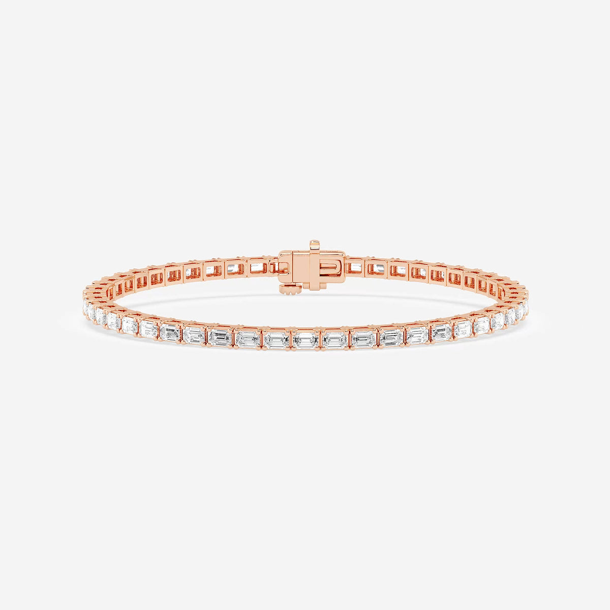 5 ctw Emerald Lab Grown Diamond East-West Tennis Bracelet - 7.5 Inches    14K Rose Gold, DE, VS1