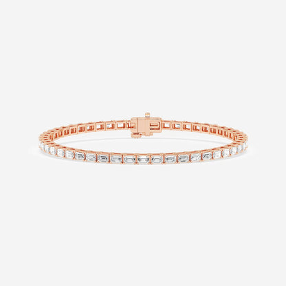 5 ctw Emerald Lab Grown Diamond East-West Tennis Bracelet - 7.5 Inches    14K Rose Gold, DE, VS1