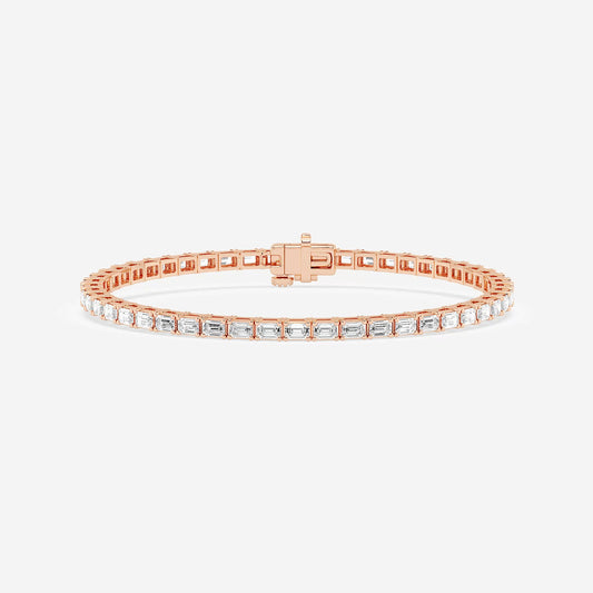 5 ctw Emerald Lab Grown Diamond East-West Tennis Bracelet - 7.5 Inches    14K Rose Gold, DE, VS1