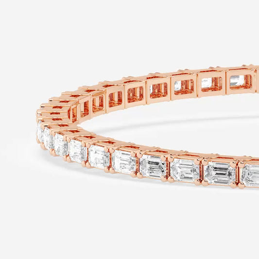5 ctw Emerald Lab Grown Diamond East-West Tennis Bracelet - 7.5 Inches    14K Rose Gold, DE, VS1