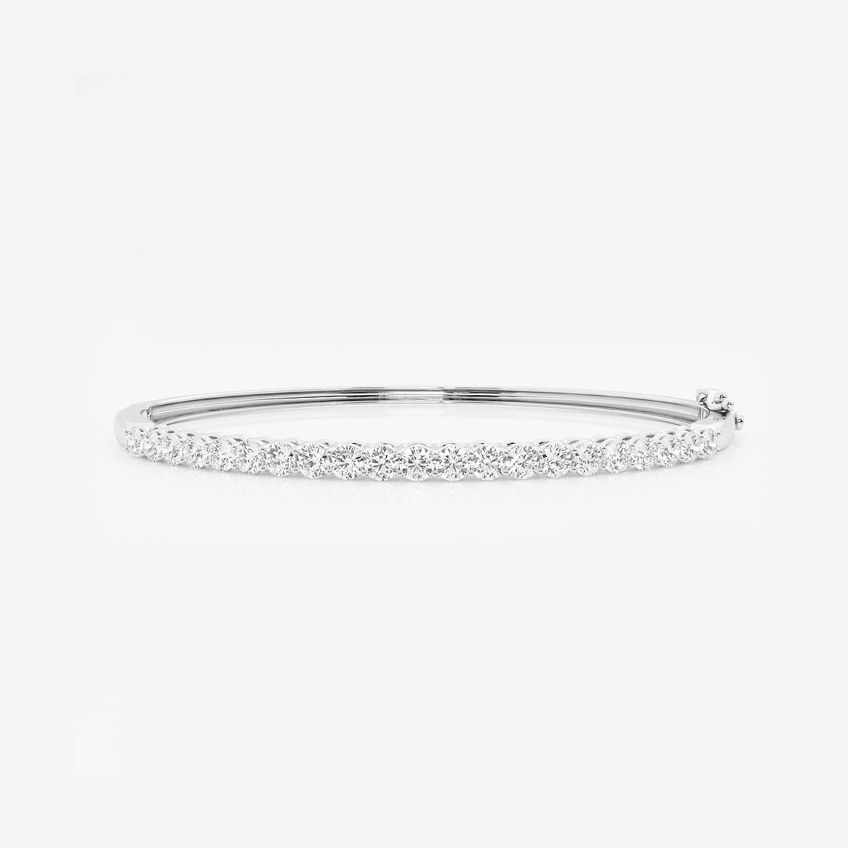 2 ctw Round Lab Grown Diamond Shared Prongs Bangle Bracelet - 7 Inches    Platinum, DE, VS1| 2 1/10 ct Center