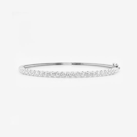 2 ctw Round Lab Grown Diamond Shared Prongs Bangle Bracelet - 7 Inches    Platinum, DE, VS1| 2 1/10 ct Center