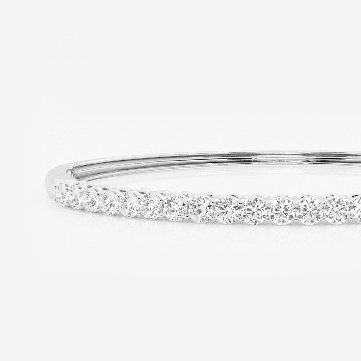 2 ctw Round Lab Grown Diamond Shared Prongs Bangle Bracelet - 7 Inches    Platinum, DE, VS1| 2 1/10 ct Center