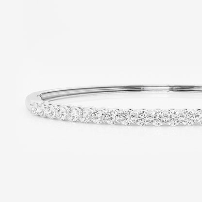 2 ctw Round Lab Grown Diamond Shared Prongs Bangle Bracelet - 7 Inches    Platinum, DE, VS1| 2 1/10 ct Center