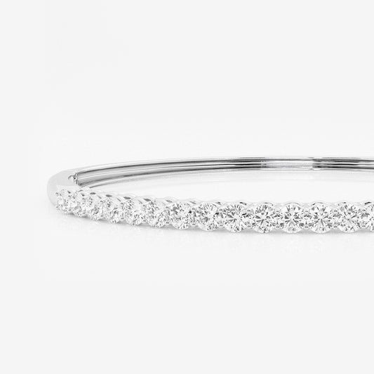 2 ctw Round Lab Grown Diamond Shared Prongs Bangle Bracelet - 7 Inches    Platinum, DE, VS1| 2 1/10 ct Center