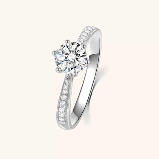 Round Brilliant Pavé Accent Engagement Ring