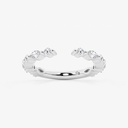 Judith 3/4 ctw Marquise and Round Lab Grown Diamond Open Wedding Band    Platinum, DE, VS1