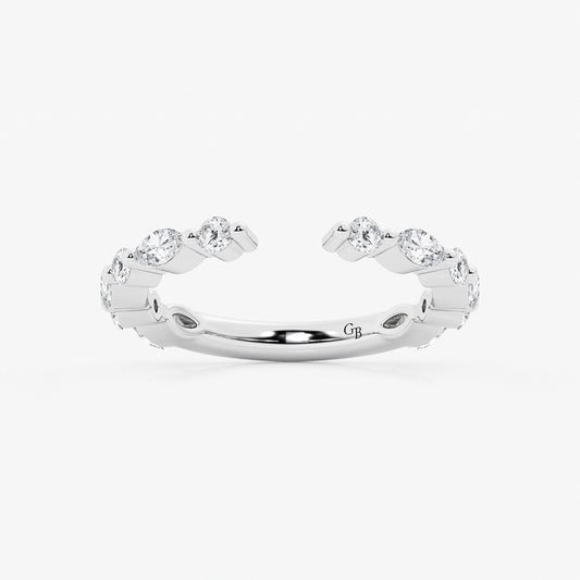 Judith 3/4 ctw Marquise and Round Lab Grown Diamond Open Wedding Band    Platinum, DE, VS1