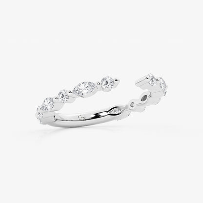 Judith 3/4 ctw Marquise and Round Lab Grown Diamond Open Wedding Band    Platinum, DE, VS1
