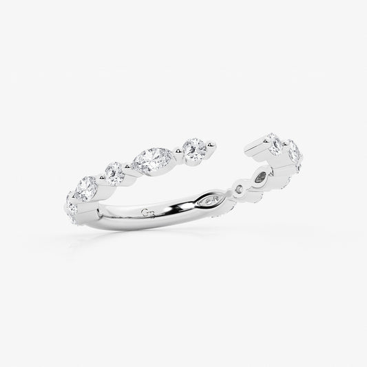 Judith 3/4 ctw Marquise and Round Lab Grown Diamond Open Wedding Band    Platinum, DE, VS1
