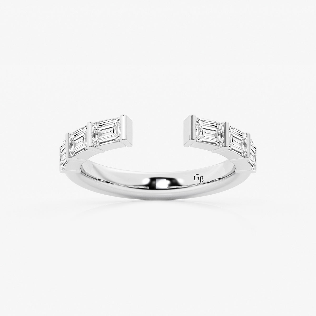 Janet 1 ctw Emerald Lab Grown Diamond Channel Set Open Wedding Band    Platinum, DE, VS1