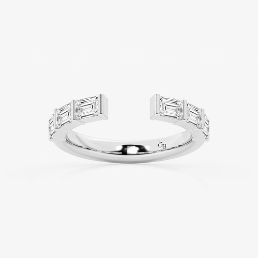 Janet 1 ctw Emerald Lab Grown Diamond Channel Set Open Wedding Band    Platinum, DE, VS1