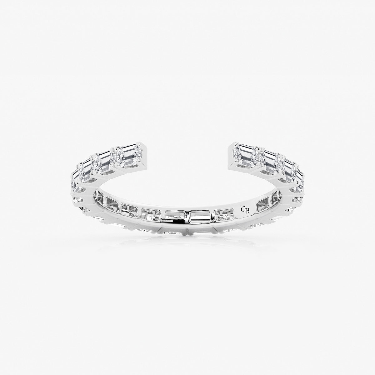 Nola 1 ctw Emerald Lab Grown Diamond East-West Open Eternity Wedding Band    Platinum, DE, VS1