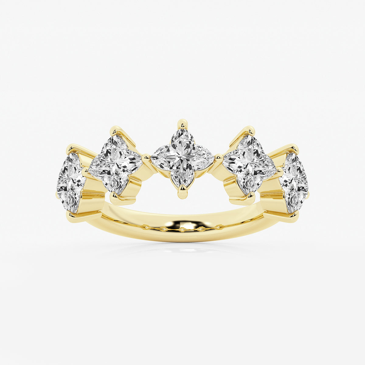 Flower Lab Grown Diamond Five Stone Anniversary Band
